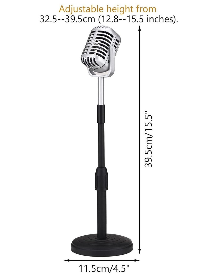 KASTWAVE Desktop Microphone Prop Model, with Adjustable Stand, Classic Retro Style Microphone Prop Decor for Party Decoration Costume Role Play Game Night  - Image 2