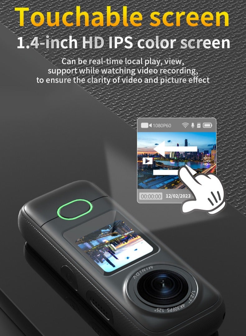 4K Ultra HD Action Camera with 1.4" Touch Screen, 150° Wide Angle Lens, IPX6 Waterproof Sports Cam, WiFi Sharing, Long Battery Life, Time-Lapse & Slow Motion Modes - Image 3