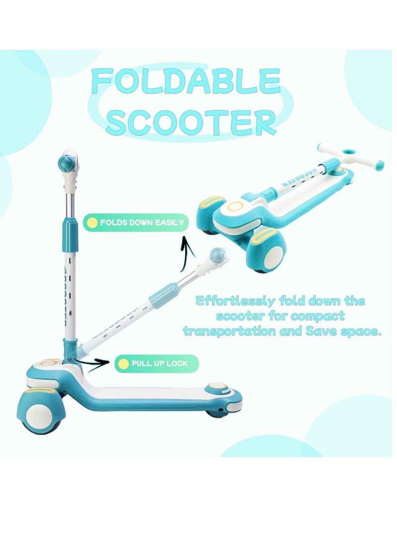 EASY FUTURE Kids Scooter with Music, Foldable Design, Height-Adjustable Handle, LED PU Wheels & Rear Brake – Ideal for 3–8 Years - Image 2
