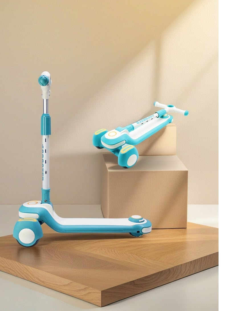 EASY FUTURE Kids Scooter with Music, Foldable Design, Height-Adjustable Handle, LED PU Wheels & Rear Brake – Ideal for 3–8 Years - Image 1