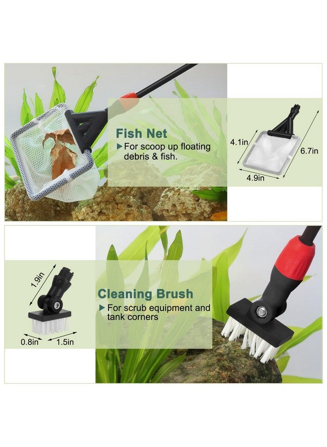 hygger Multi-Use Fish Tank Cleaning Tools Kit, 6 in 1 Aquarium Clean Set with Long Handle Blade Scraper Sponge Scrubber Firm Scrub Brush Fish Net Gravel Rake for Acrylic & Glass Tank - Image 4