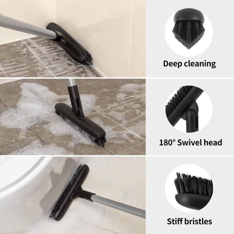 Mr Siga MR.SIGA Heavy Duty Grout Scrub Brush with Long Handle, Shower Floor Scrubber for Cleaning, Tile Scrub Brush with Stiff Bristles - Image 3