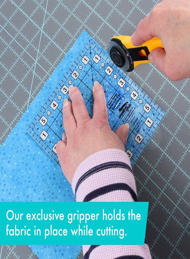 كريتيف جريدز مسطرة لحاف مربعة أساسية من Creative Grids مقاس 6 × 6 بوصة - CGRBR2 - صنع في الولايات المتحدة الأمريكية، مصنوعة من الأكريليك بمقبض مانع للانزلاق، مناسبة للخياطة والحرف اليدوية والترقيع، لقياس وقطع القماش - Image 5