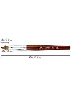 Pana 100% Pure Kolinsky Hair Bristles Acrylic Nail Brush Oval Crimped Shaped Mahogany Wood Handle Professional Salon Quality (Size 6 Mahogany)  - Image 2