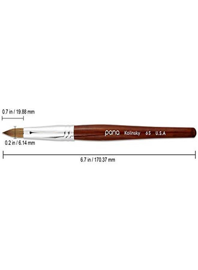 Pana فرشاة أظافر أكريليك بحواف دائرية من شعر كولينسكي 100% مع مقبض خشب الماهوجني بجودة صالون محترف (الحجم 6 من الماهوجني) - Image 2