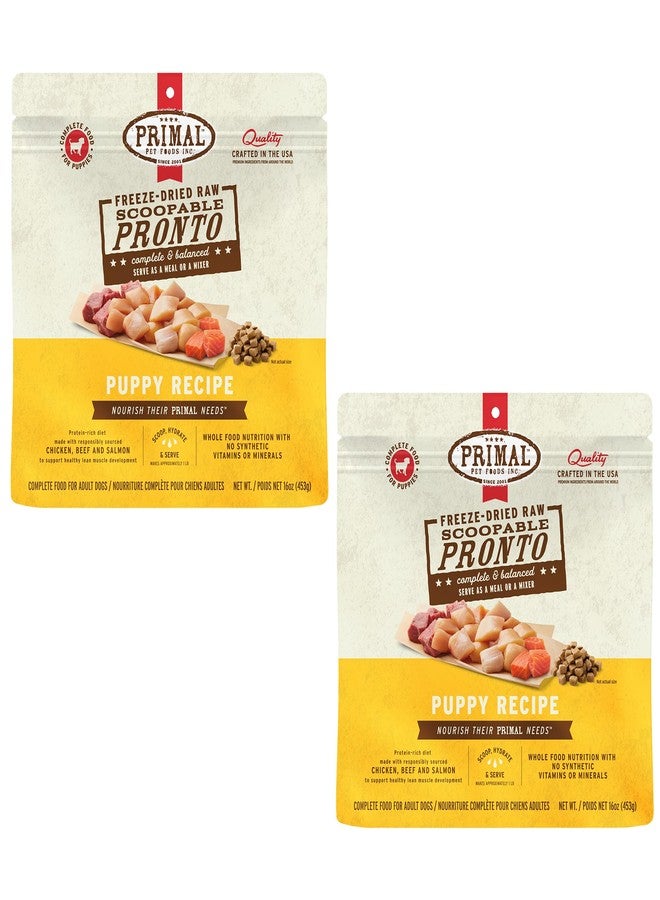 Primal Pet Foods Primal Freeze Dried Puppy Dog Food, Pronto Mini Nuggets; Scoop & Serve, Complete & Balanced Meal; Also Use As Topper or Treat; Premium, Healthy, Grain Free, High Protein Raw Dog Food (16 oz, 2-Pack) - Image 1
