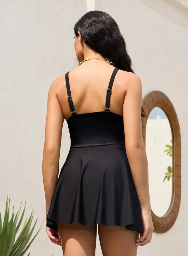 Styli  TANKINI WITH TIE KNOT DETAIL ON THE SIDE & BRIEF BOTTOM BIKINI SET for Women | Best Price UAE