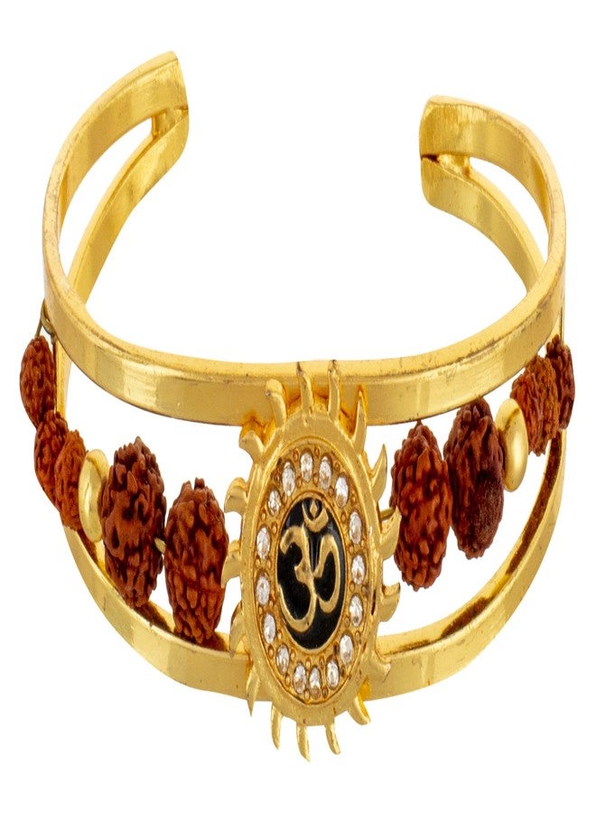 SoilMade Om Rudraksha Kada, Oval Shape, Wood And Brass Made, Size Aprox 6cm and 60g, Pack of 1 Kada in Box - Image 1