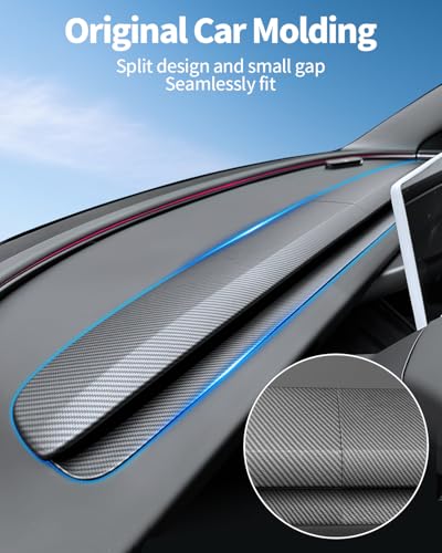 TZYSZDB Dashbooard Cover 4pcs ABS Dashboard Panel Trim Cover Compatible with Tesla Model Y Juniper 2025 2026 (Matte Carbon Fiber Pattern) - Image 2