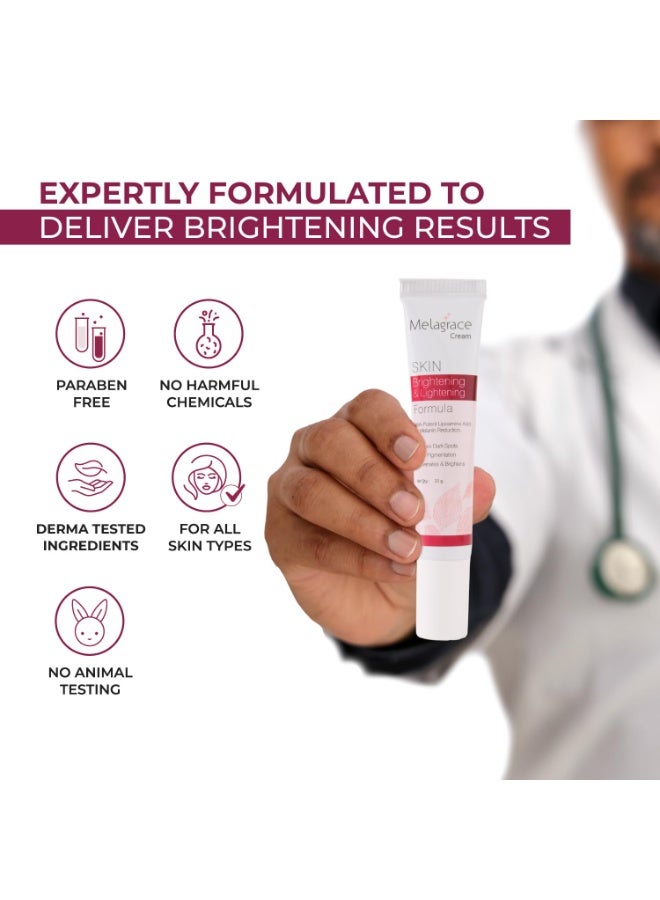 Leeford Melagrace Skin Brightening & Lightening Cream 15g | Reduces Dark Spots & Pigmentation | Rejuvenates & Brightens | Gentle & Lightweight Formula (Pack of 2) - Image 4