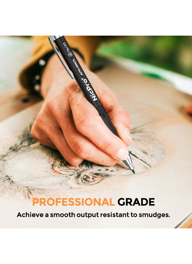 Nicpro 11 Pieces 2mm Mechanical Pencil Set, 3 PCS Carpenter Drafting Pencil 2.0 mm for Art Drawing Writing Sketching Construction with 6 Tube Pre-Sharpen HB & 2B Refill, Eraser, Sharpener