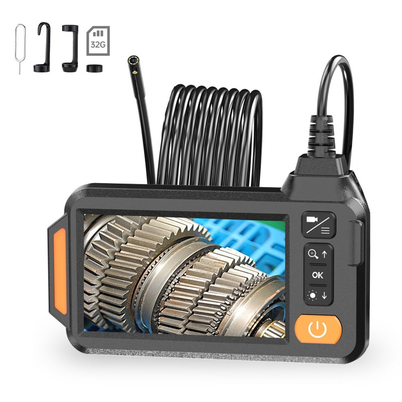 Industrial 1080P Sewer Inspection Camera Dual Lens with 8 LED Lights Endoscope Pipe Camera 4.3" HD IPS Screen Real-time Monitor 6.5ft Semi-rigid Cable Comes with 32GB TF Card 8mm*70°*5m Dual Lens 8mm - Image 3