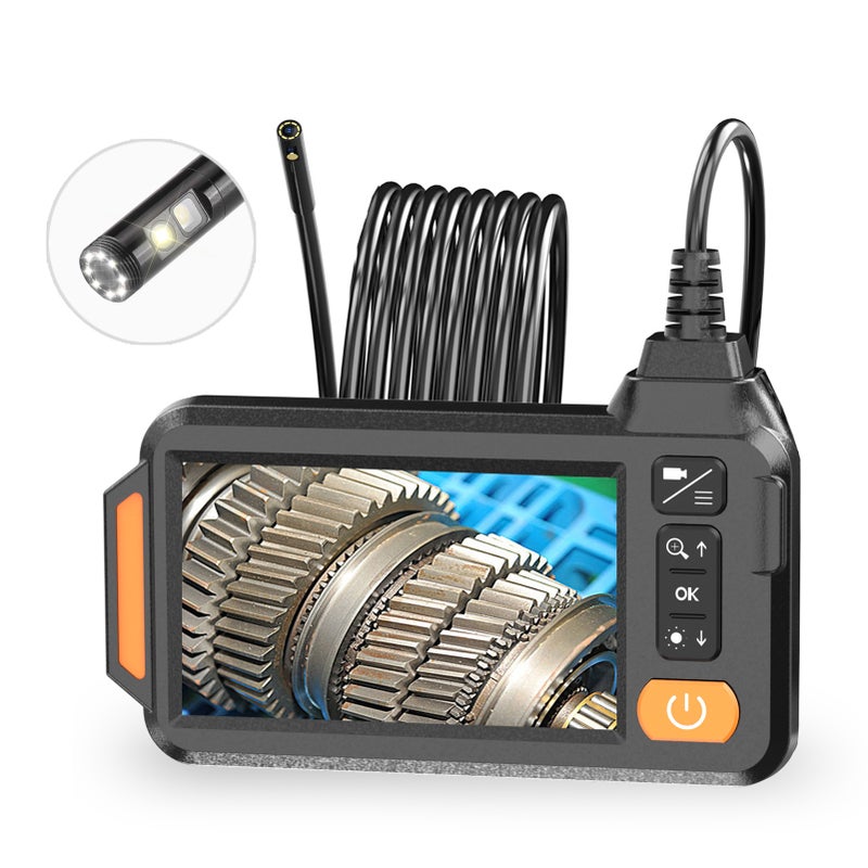 Industrial 1080P Sewer Inspection Camera Dual Lens with 8 LED Lights Endoscope Pipe Camera 4.3" HD IPS Screen Real-time Monitor 6.5ft Semi-rigid Cable Comes with 32GB TF Card 8mm*70°*5m Dual Lens 8mm - Image 1