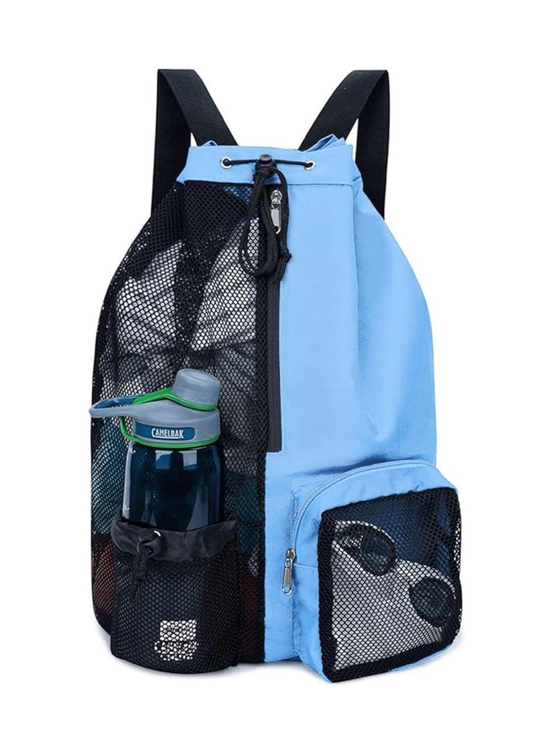 Generic Mesh Drawstring Swim Bag With Dry-wet Separation, Wet Pocket for Swimming Pool, Beach, Sports - Gear Cinch Backpack for Wrestling - Image 1