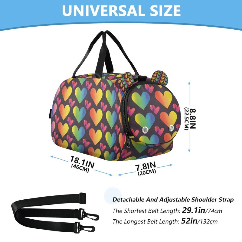 Y&D Large Capacity Fashion Sports Fitness Bag Portable s Heart Patterns Polyester Travel Shoulder Duffel Bag - Image 4