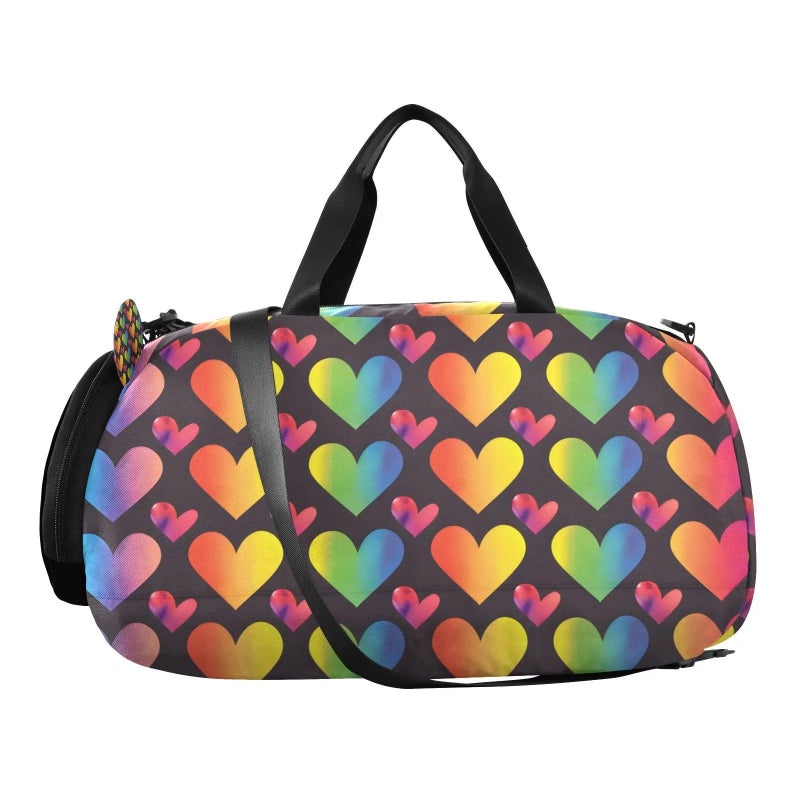 Y&D Large Capacity Fashion Sports Fitness Bag Portable s Heart Patterns Polyester Travel Shoulder Duffel Bag - Image 3