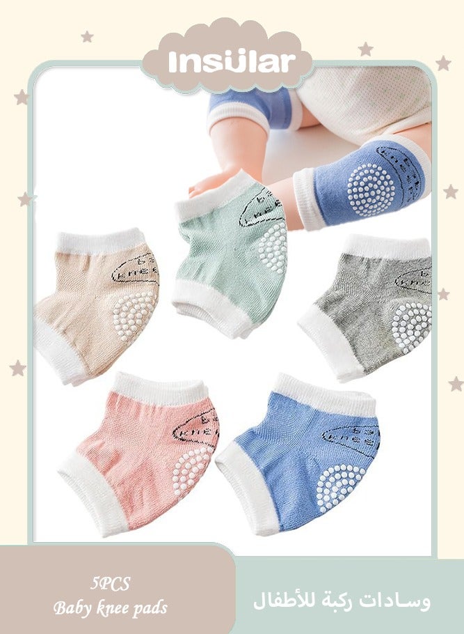 insular 5 Pairs Baby Knee Pad for Crawling, Infant Kneepads,Elastic Leg Warmers, Anti-Slip Leg Protector for Toddler - Image 1