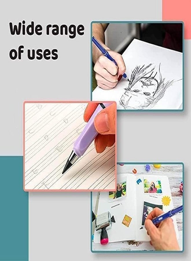 GOPSZOME Everlasting Infinte Pencil (Pack of 5), Inkless Magic Pencils with Eraser, Portable Reusable Erasable Writing Pencil (Multicolor). - Image 4