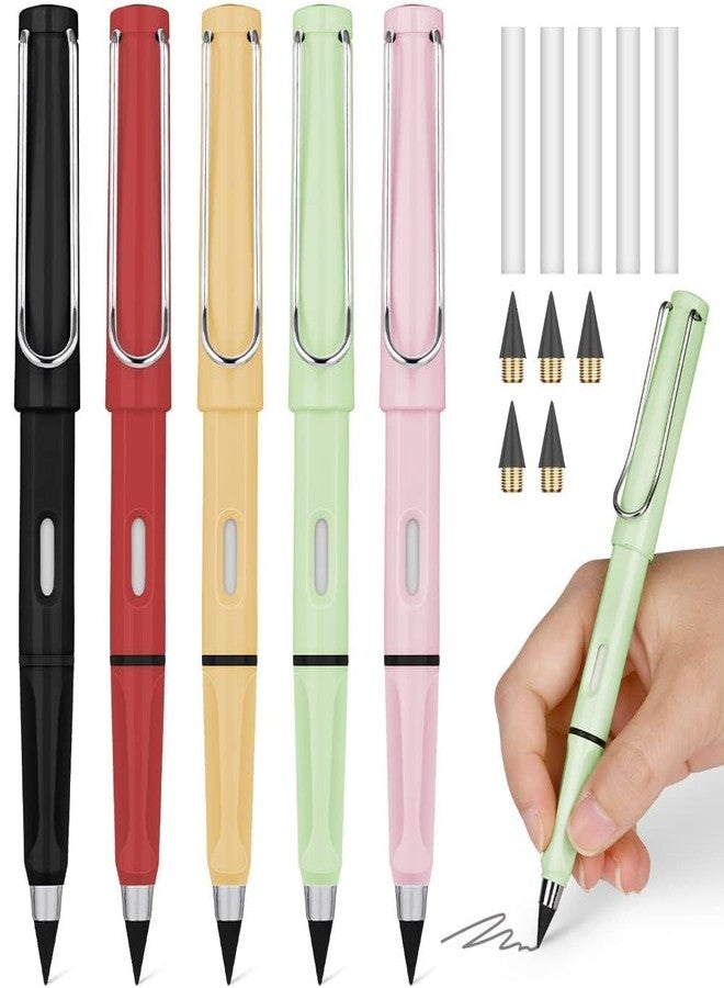GOPSZOME Everlasting Infinte Pencil (Pack of 5), Inkless Magic Pencils with Eraser, Portable Reusable Erasable Writing Pencil (Multicolor). - Image 1
