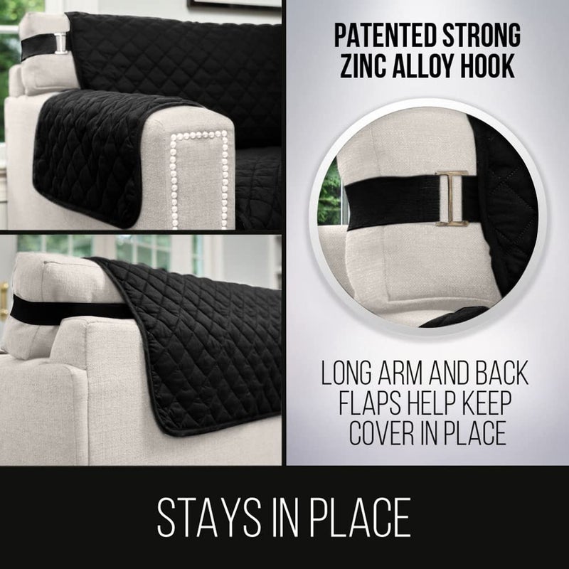 Sofa Shield Sofa Shield Chair Slip Cover with Patented Strap  Large Cushion Protector  Reversible Stain and Dog Tear Resistant Slipcover  Quilted Microfiber 23  Seat  Washable Covers for Dogs Pets Kids  White - Image 4