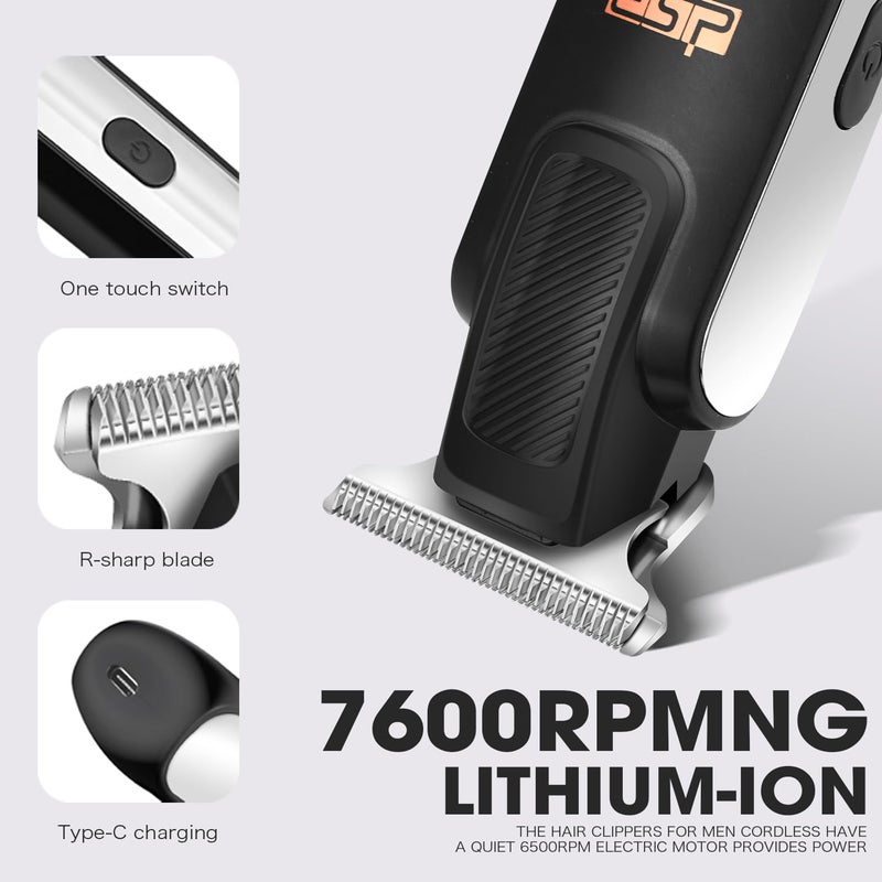 DSP Peanut Cordless Hair Trimmer for Men, High-Speed 7600RPM Clipper, Bald Head & Face Shaver with LED Display, Quick Charge 1.5Hrs & 50Min Runtime - Image 3