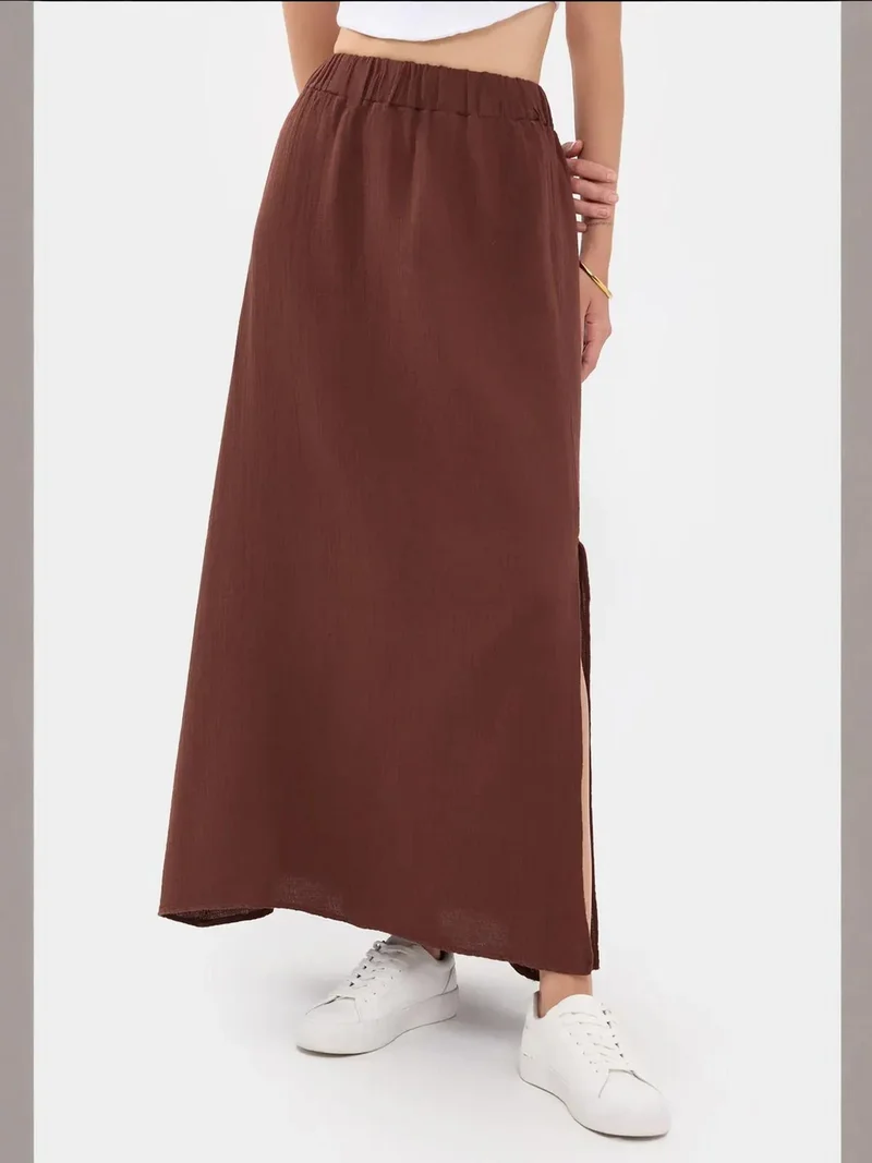 زوبعة تنورة ماكسي سادة بفتحة