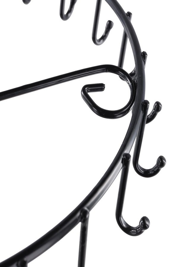 SINJEUN 3 Pack Rotating Necklace Holder, 14 Inch Metal Jewelry Organizer Display Stand with 23 Hooks, Black - Image 5