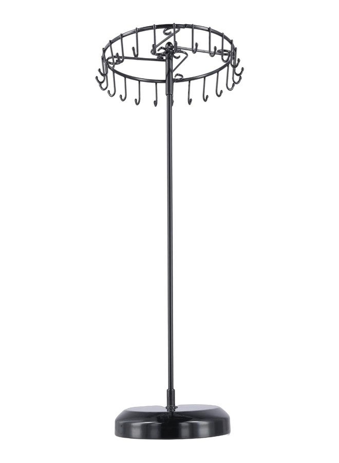 SINJEUN 3 Pack Rotating Necklace Holder, 14 Inch Metal Jewelry Organizer Display Stand with 23 Hooks, Black - Image 4