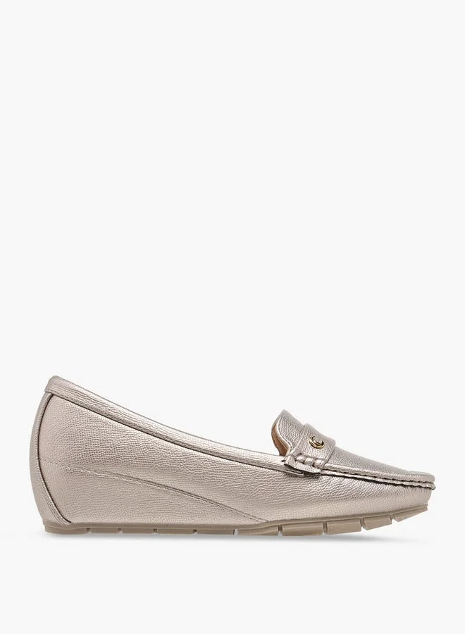 Le Confort Women Textured Slip-On Loafers with Wedge Heels