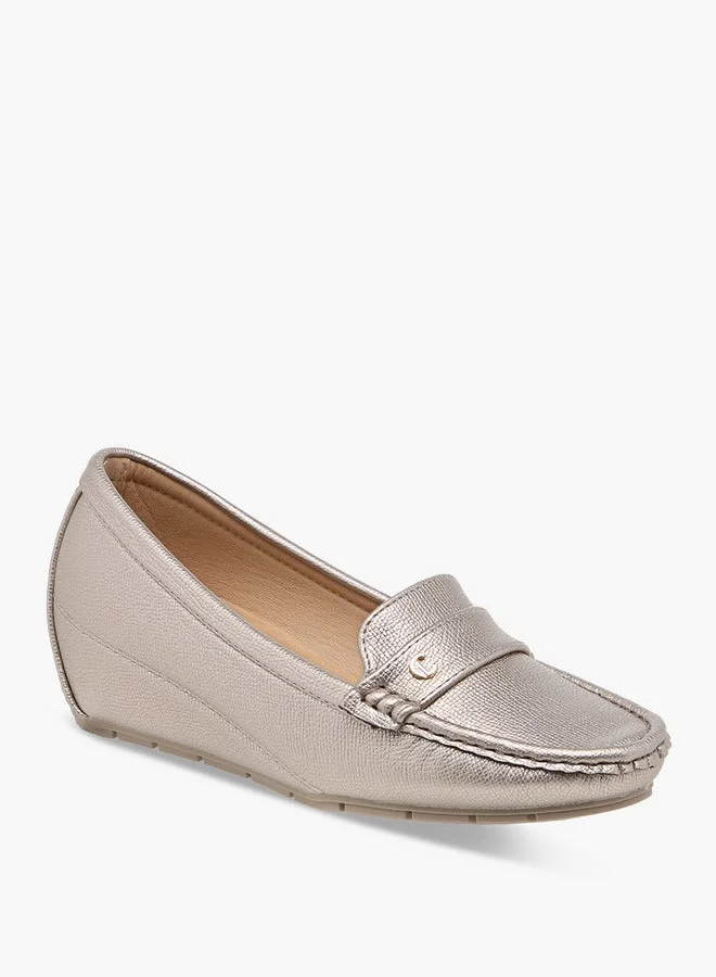 Le Confort Women Textured Slip-On Loafers with Wedge Heels