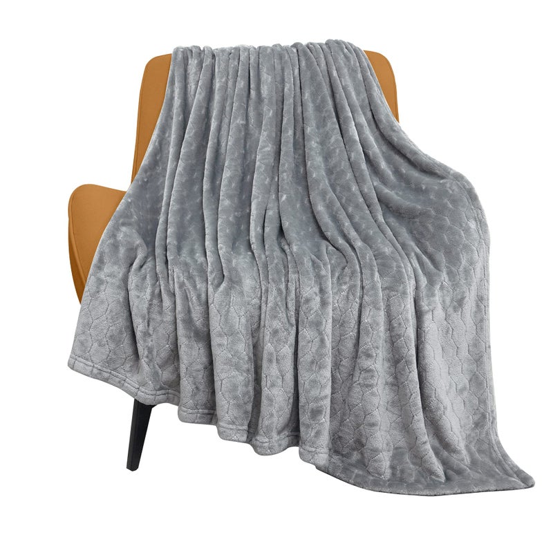 TOONOW Fleece Blanket Twin Size 320GSM Lightweight Fuzzy Soft Textured Flannel Blankets for Couch Sofa Bed 60x80 inchsLight Grey