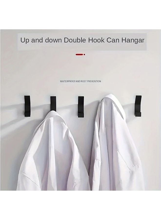 5pcs White Easy Install No Drill Wall Hooks Dual Hook for Towels Coats Keys - Image 5