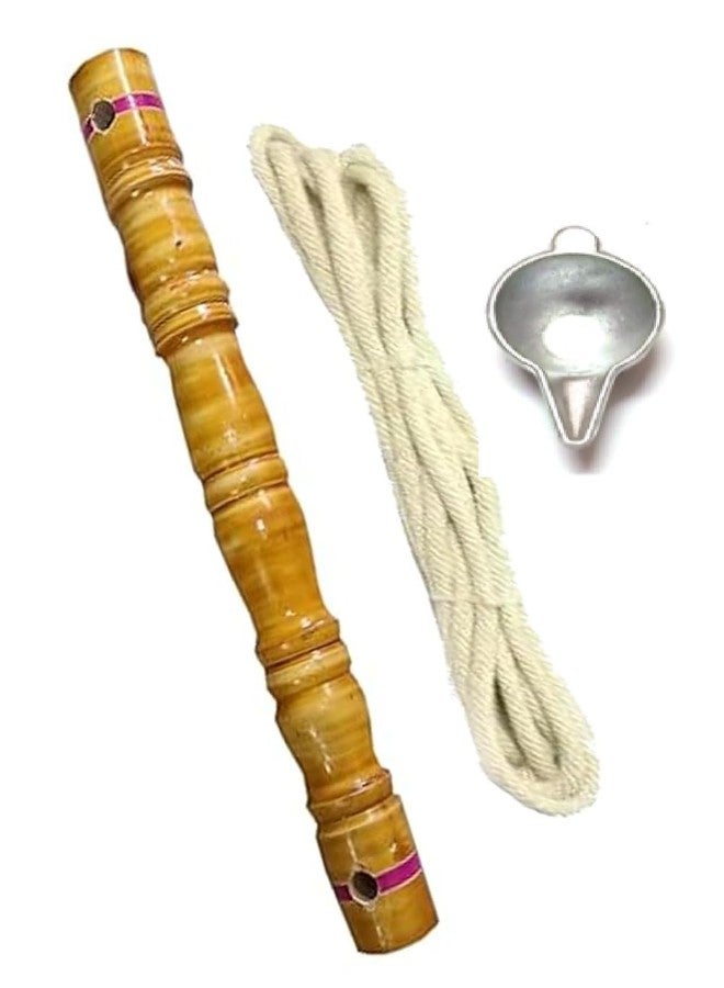 Jayam Traditional Yellow Wooden Thottil Kambu/Baby Cradle Swing Stick/Rope/Sangu Aluminium Paladai/Bondla - Image 1