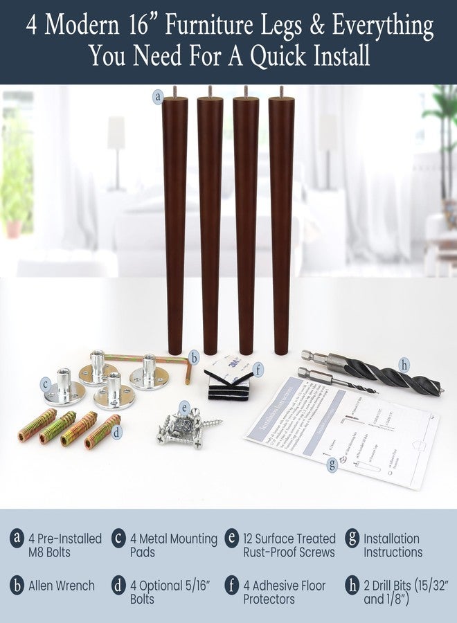 Airy Abode Premium Walnut Wood Furniture Legs (Full Install Kit) - Pick Your Size and Color - Image 2