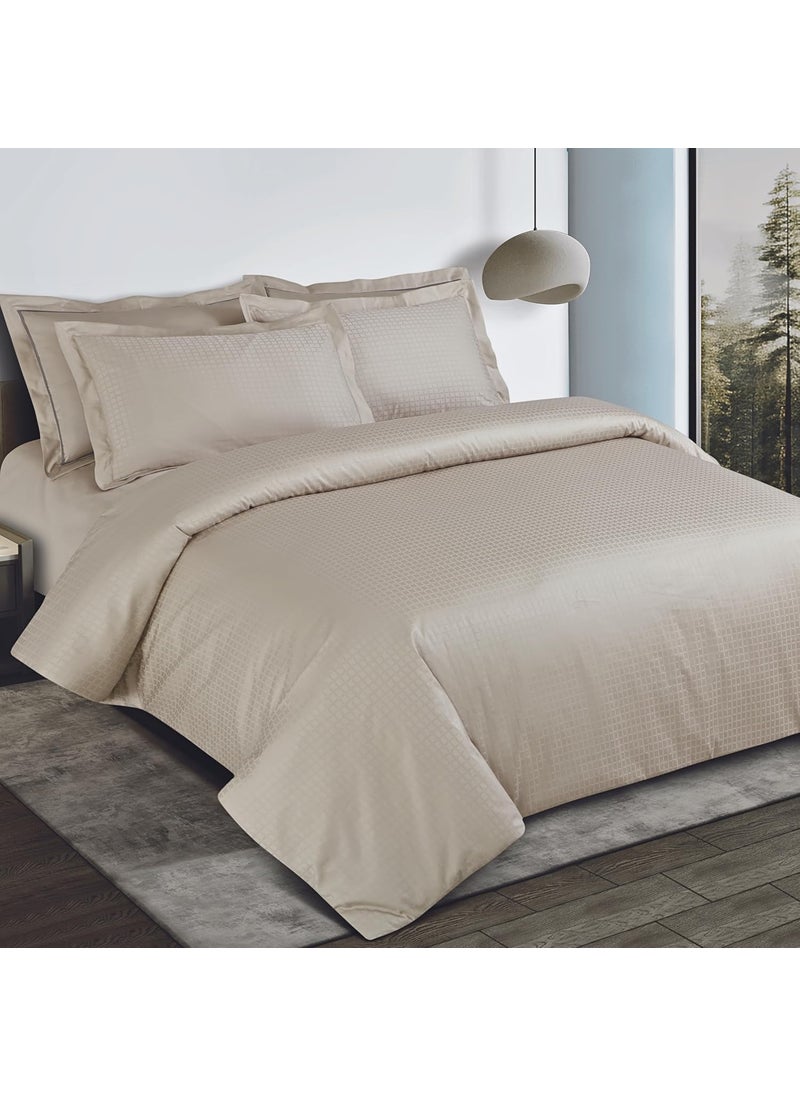 Malako Malako Como Jacquard Olive Beige 100 Cotton Super King Size Duvet CoverQuilt Cover  - Image 1