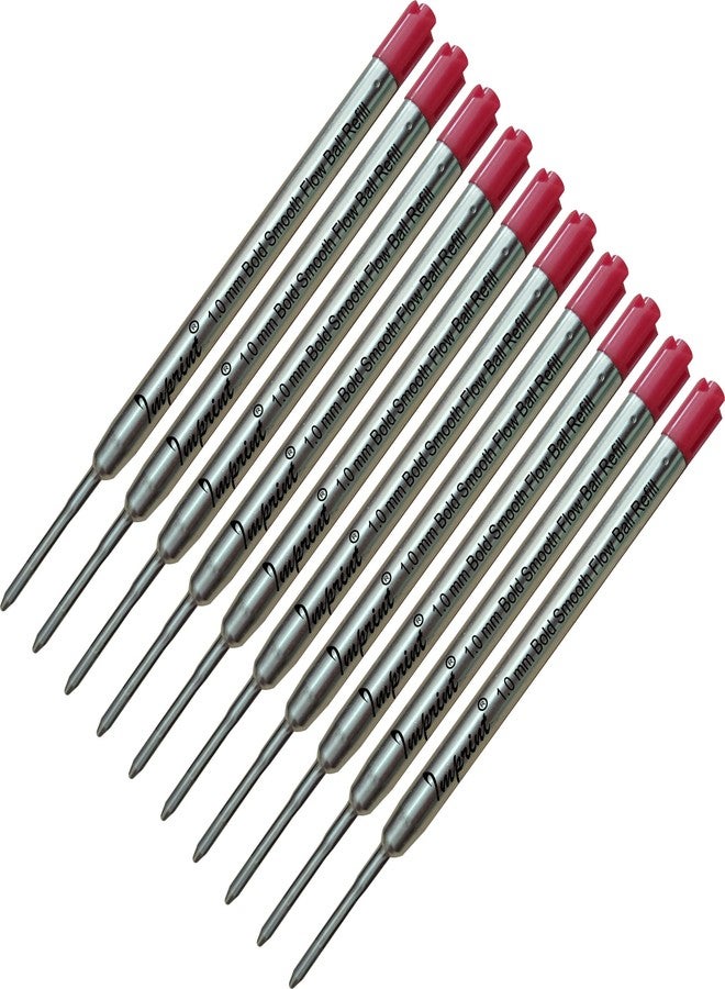 إمبرينت عبوات إعادة تعبئة أقلام حبر جاف IMPRINT حمراء، عبوة من 10 قطع، رأس عريض 1 مم، حبر سلس التدفق - Image 1