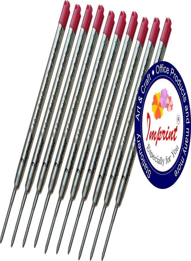 إمبرينت عبوات إعادة تعبئة أقلام حبر جاف IMPRINT حمراء، عبوة من 10 قطع، رأس عريض 1 مم، حبر سلس التدفق - Image 4