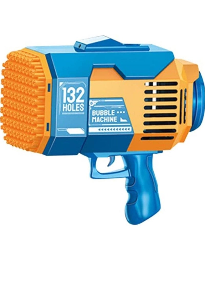 TIGER - Upgraded Bazooka Bubble Blaster Machine Gun – 132 Bubble Holes with Colorful Lights for Shiny Bubbles (Blue) - Image 1