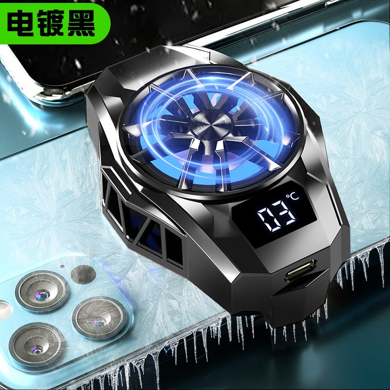 Cross-border new anchor-grade mobile phone radiator dual-core semiconductor refrigeration ultra-quiet dual-fan fast cooling S8 Digital Display Semiconductor Radiator-Electroplated Black (Digital Display) 