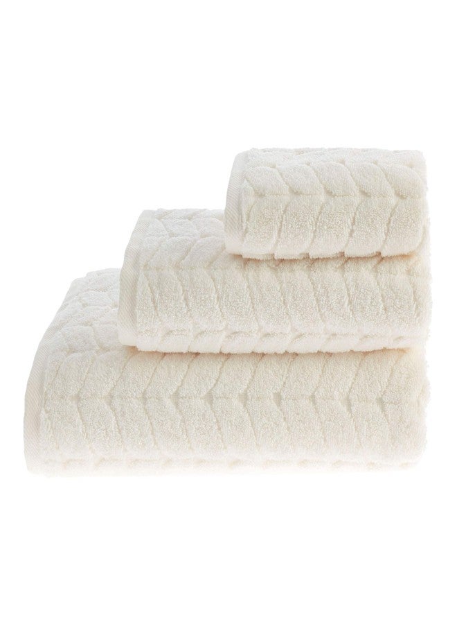 باغنو ميلانو مناشف حمام تركية من باجنو ميلانو، مناشف حمام فاخرة ناعمة من قماش الجاكار، طقم مناشف سريع الجفاف (لون كريمي، طقم مناشف من 3 قطع) - Image 4