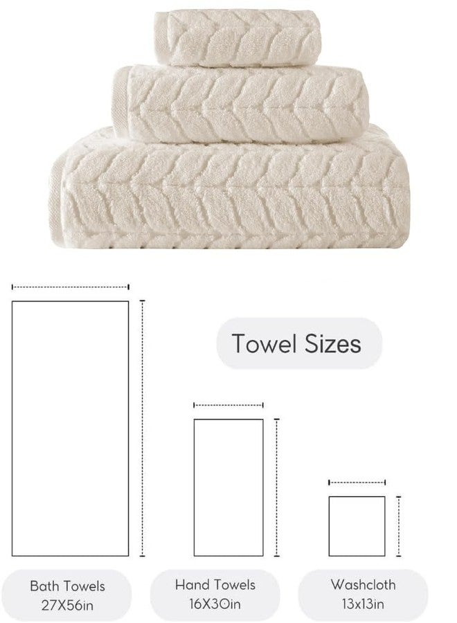 باغنو ميلانو مناشف حمام تركية من باجنو ميلانو، مناشف حمام فاخرة ناعمة من قماش الجاكار، طقم مناشف سريع الجفاف (لون كريمي، طقم مناشف من 3 قطع) - Image 2