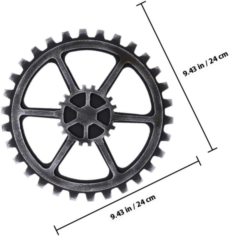Wooden Gear Wall Hanging 2pcs Industrial Style Retro Gear Decor for Home Bar Cafe Vintage Wall Pendant Decoration - Image 2