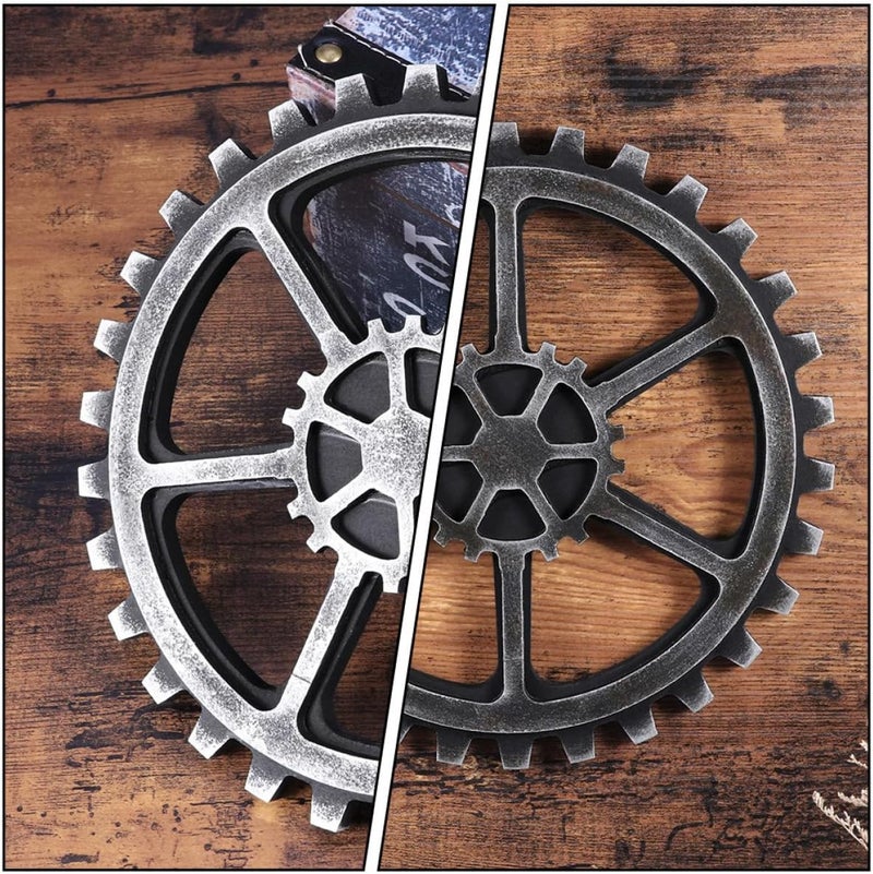 Wooden Gear Wall Hanging 2pcs Industrial Style Retro Gear Decor for Home Bar Cafe Vintage Wall Pendant Decoration - Image 5