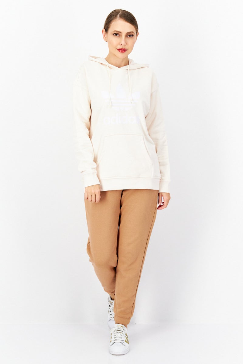 adidas Originals Women Sportswear Fit Long Sleeve Outdoor Hoodie, Beige  - Image 2