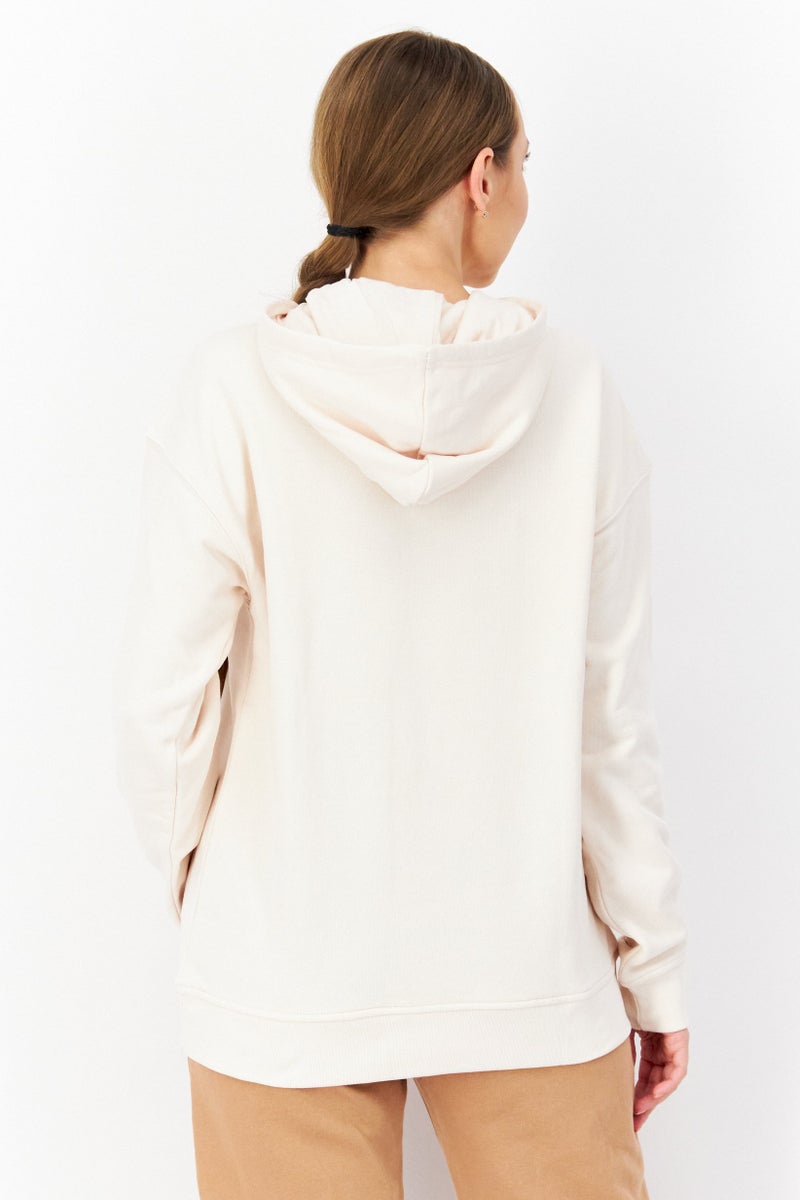 adidas Originals Women Sportswear Fit Long Sleeve Outdoor Hoodie, Beige  - Image 4
