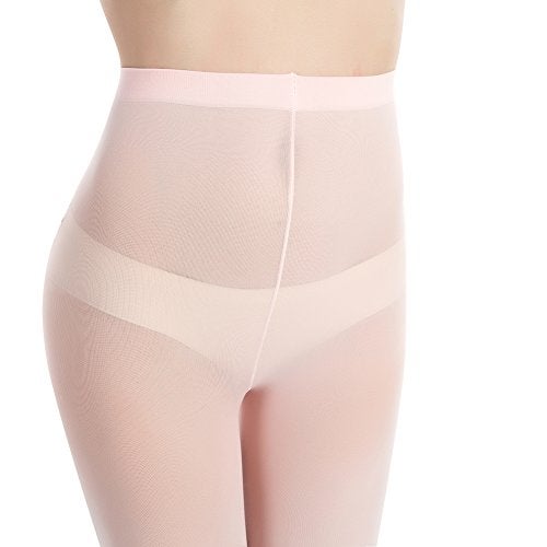 MANZI 3 Pairs Women's Girl's Dance Tights Convertible Transition Ballet Tights 40D Pink M(7-10y) - Image 4
