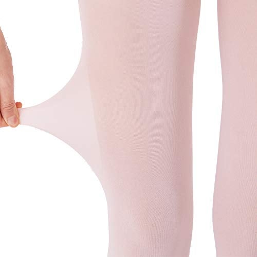 MANZI 3 Pairs Women's Girl's Dance Tights Convertible Transition Ballet Tights 40D Pink M(7-10y) - Image 2