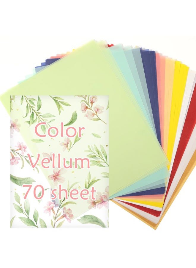 cridoz 70 Pcs Colored Vellum Translucent Paper 8.5 x 11 inches Tracing Vellum Paper for Greeting Card Invitation Overlays, Sketching Crafting Scrapbooking, Journaling, Lanterns Making - Image 1