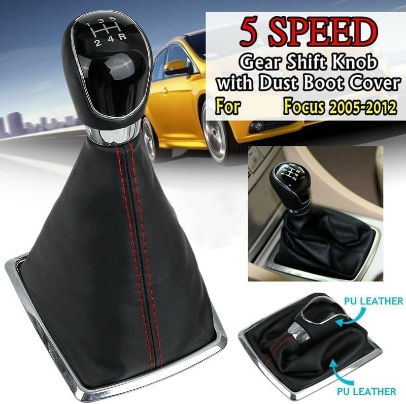 Yurefax 5 Speed Gear Stick Shift Knob with Dust Boot Cover - Image 2