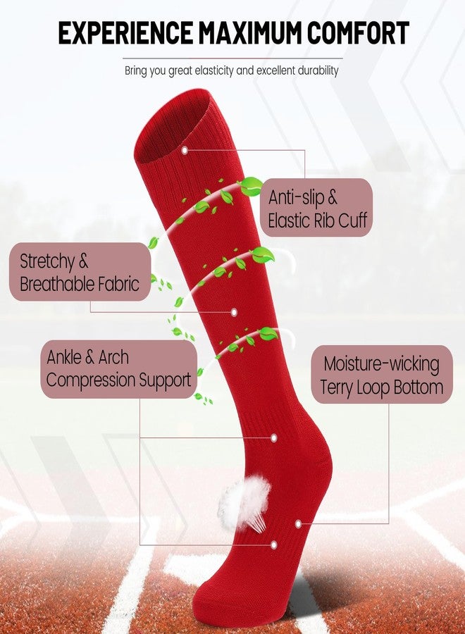 Regilt 3 Pairs Kids Youth Baseball Socks Cushioned Soccer Football Softball Socks for Boys Girls (US, Alpha, Medium, Regular, Regular, Red) - Image 4